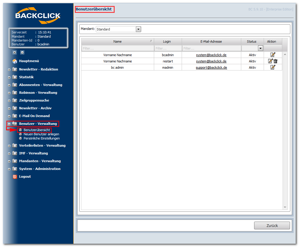 Benutzerübersicht_Email_Marketing_Software_BACKCLICK